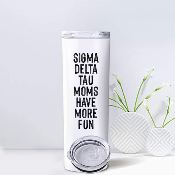 Sig Delt - Sorority Mom Tumbler - More Fun Black & White