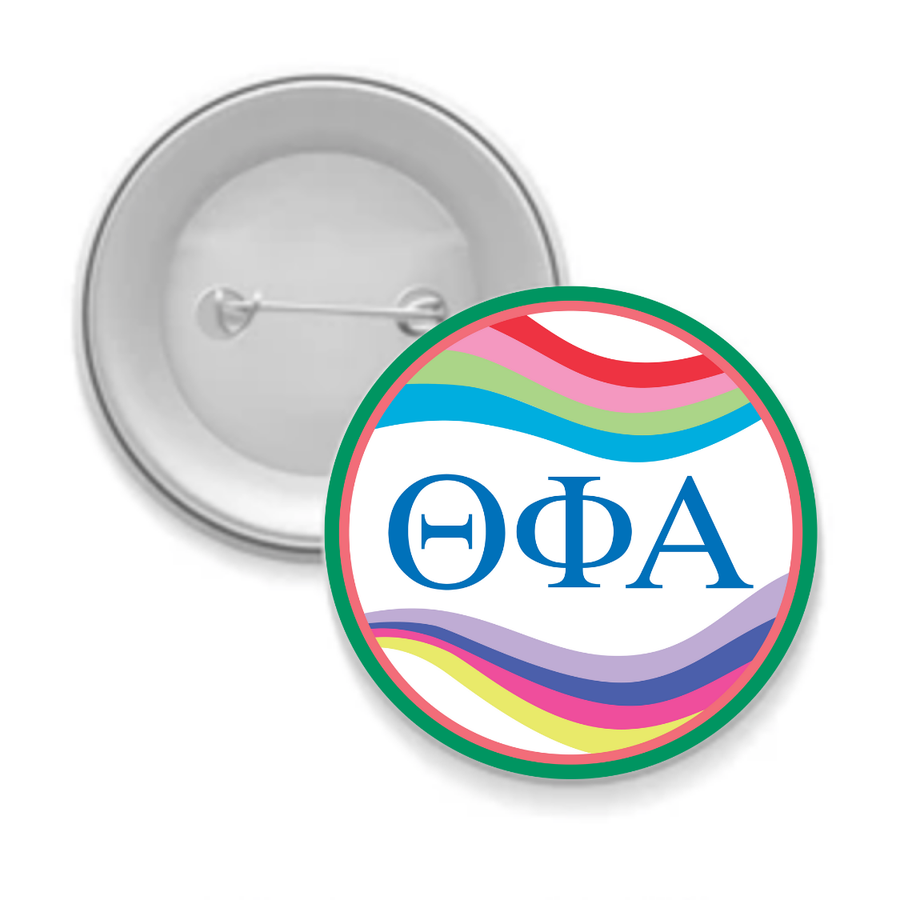 Theta Phi - Sorority Button - Retro Wave Design