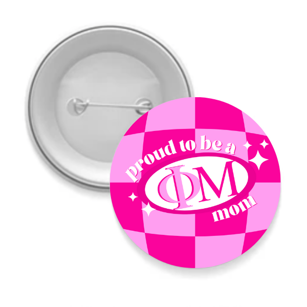 Phi Mu - Sorority Mom Button - Proud to Be Checkered