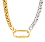 Carabiner  Stainless Steel Necklace Two Tone-opens