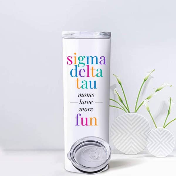 Sig Delt - Sorority Mom Tumblers - More Fun Bright