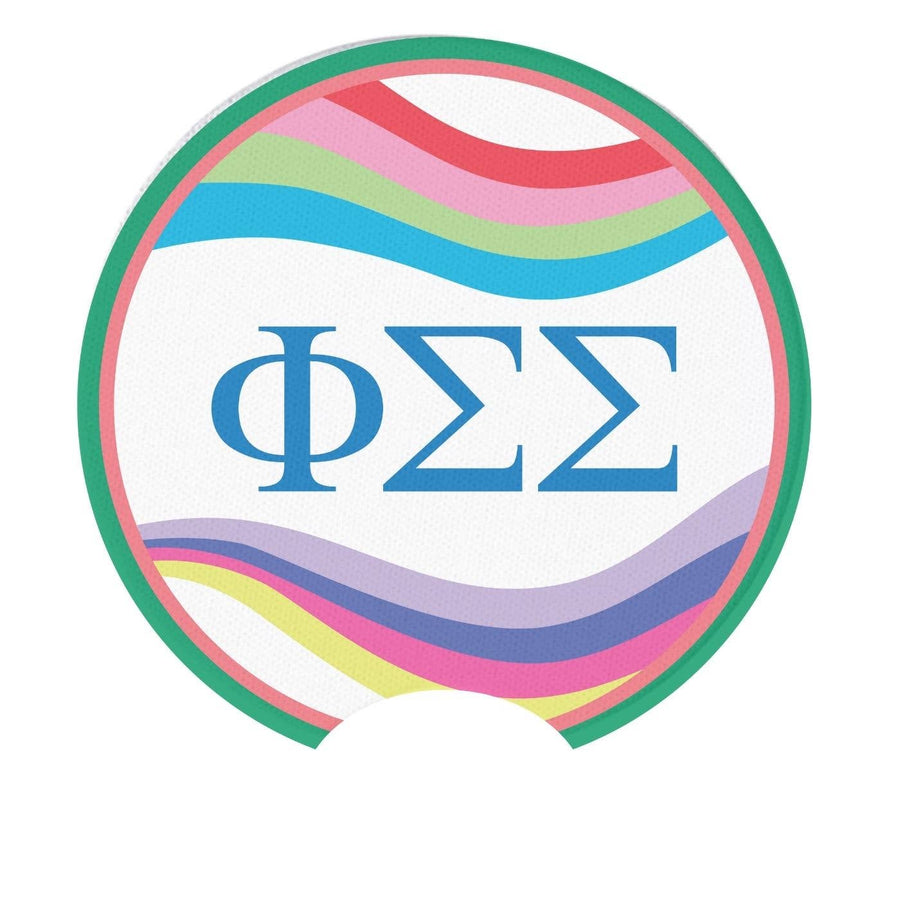 Phi Sig - Sorority Car Coasters - Retro Wave Design