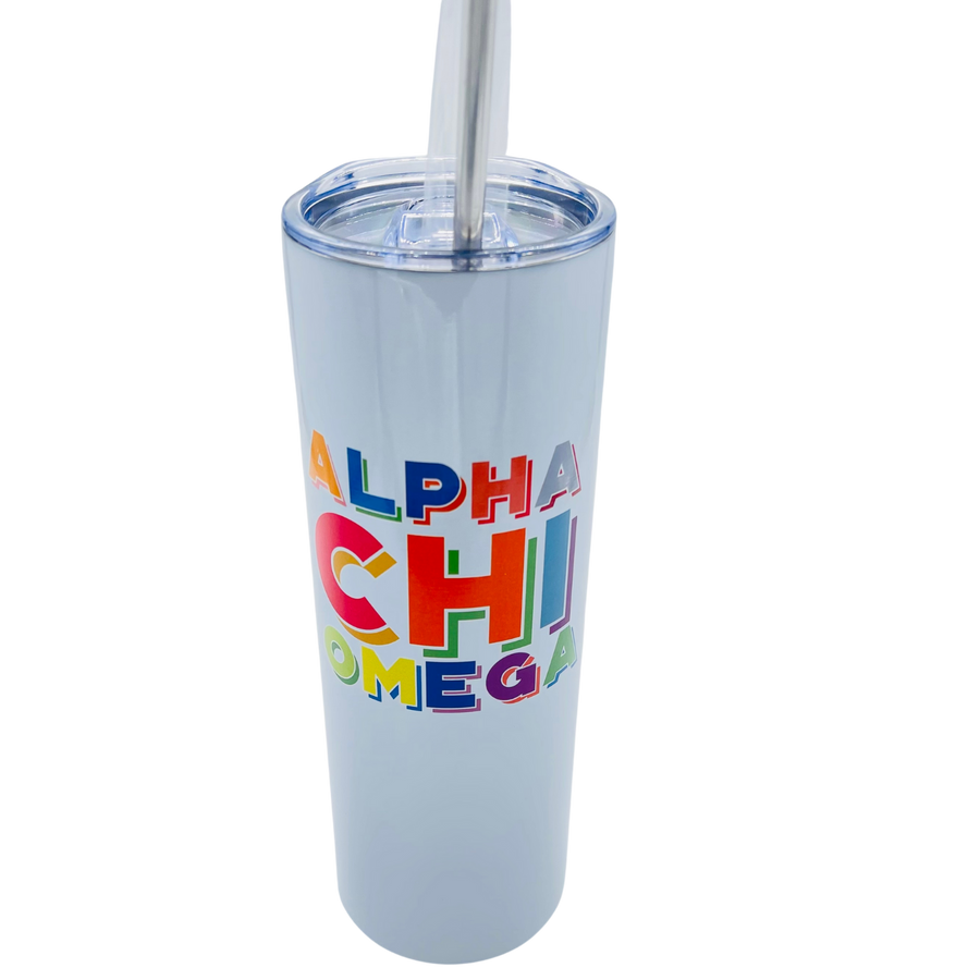 Alpha Chi - Sorority Insulated Tumbler - Color Block Design