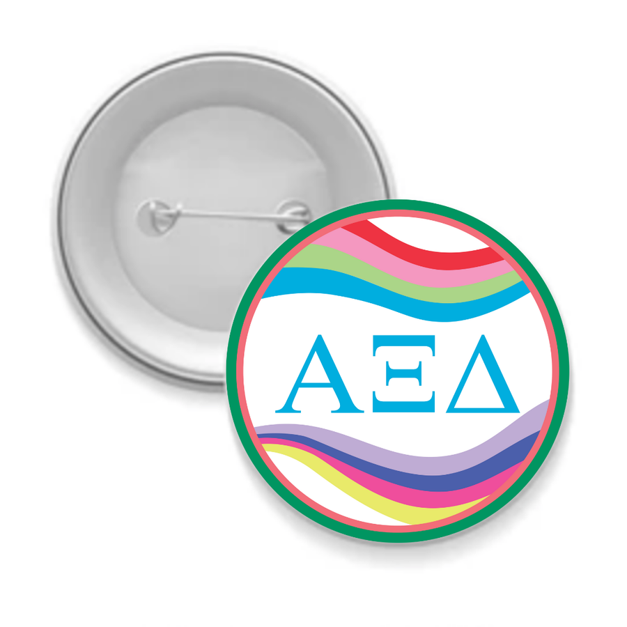 Alpha Xi - Sorority Button - Retro Wave Design