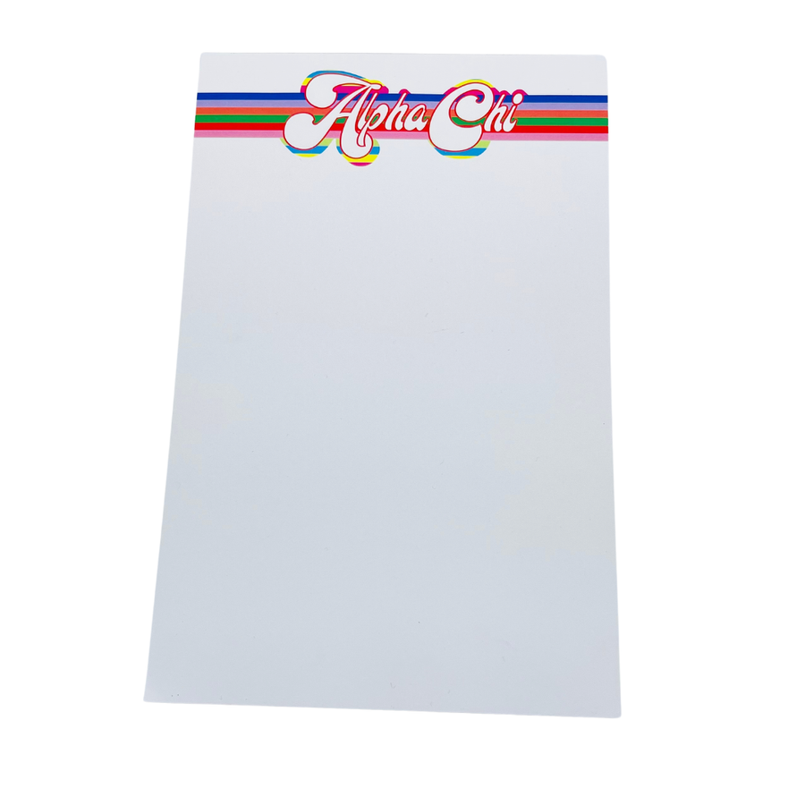 Alpha Chi - Sorority Notepad - Retro Stripe Design