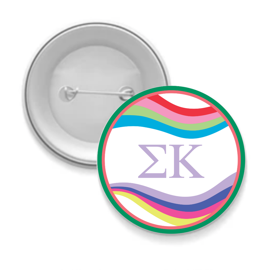 Sig Kap - Sorority Button - Retro Wave Design