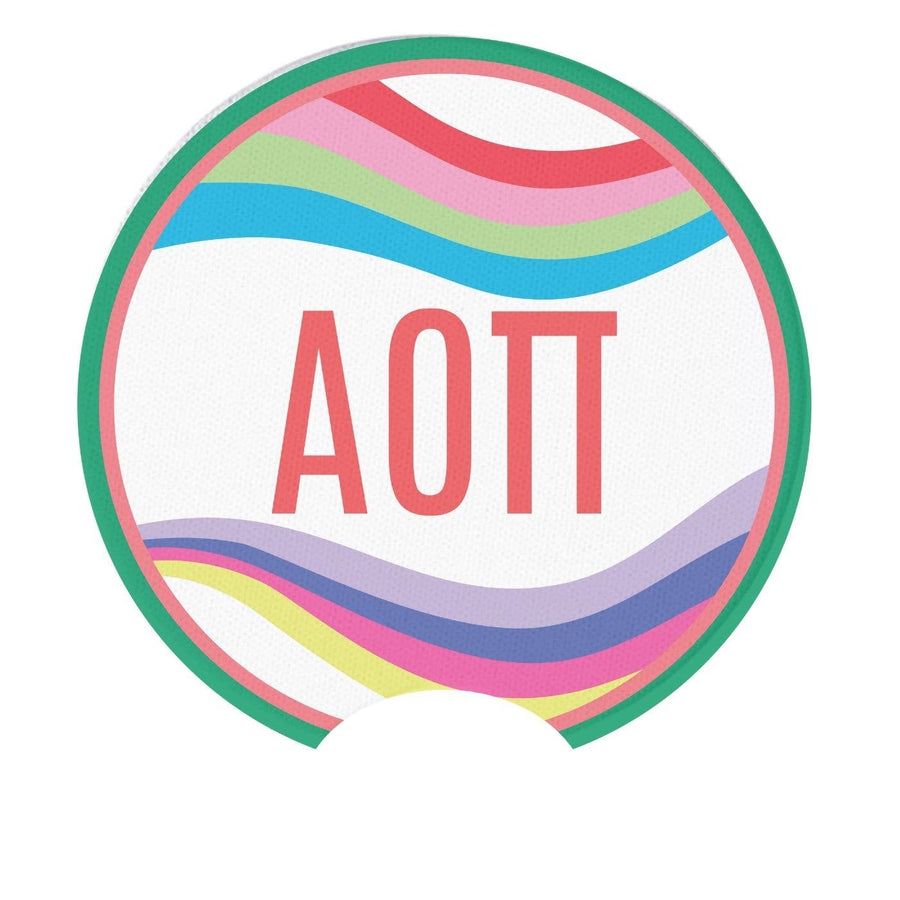 Alpha O - Sorority Car Coasters - Retro Wave Design
