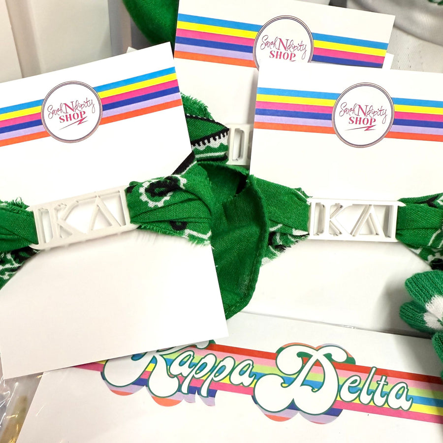 Sorority Bandana Wrap with Greek Letter Acrylic Slide