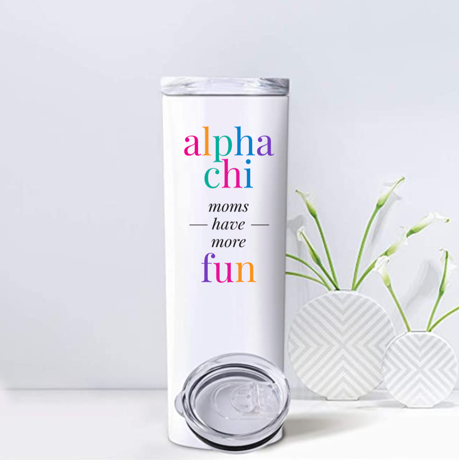 Alpha Chi - Sorority Mom Tumblers - More Fun Bright