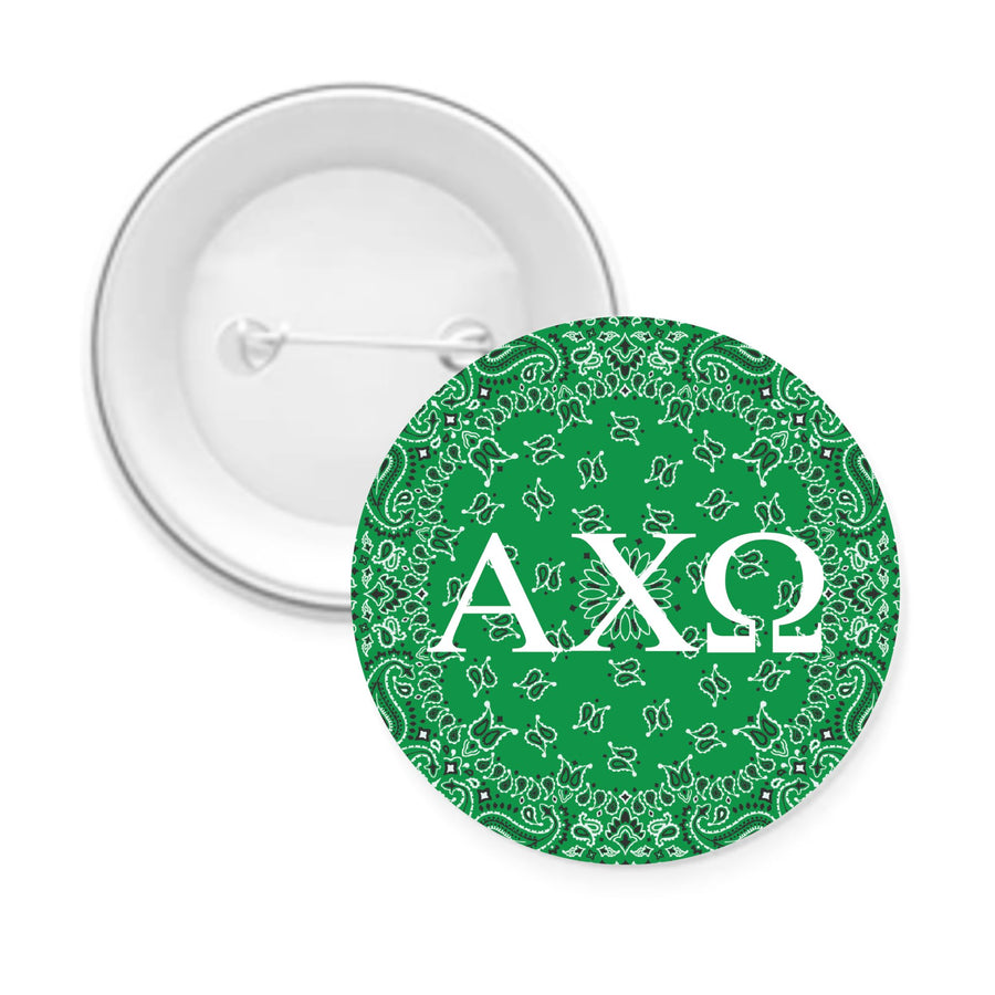 Sorority Pin-back Buttons - Bandana with Greek Letters