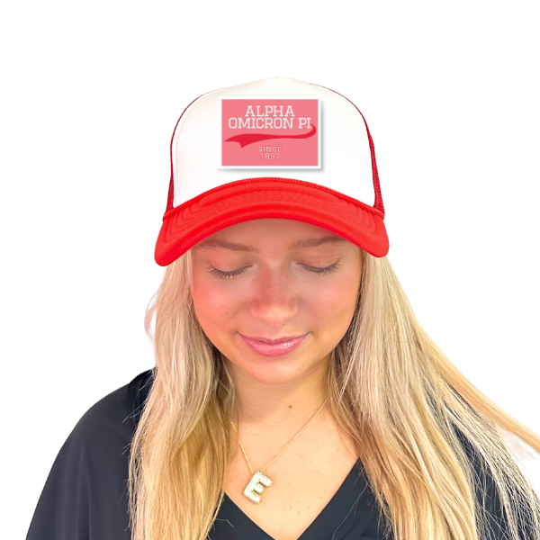 Alpha O - Sorority Trucker Hat w/ Patch - Collegiate Design