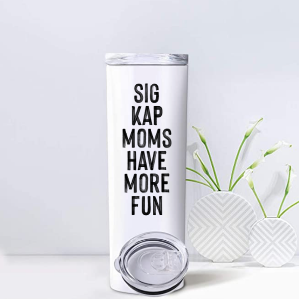 Sig Kap - Sorority Mom Tumbler - More Fun Black & White