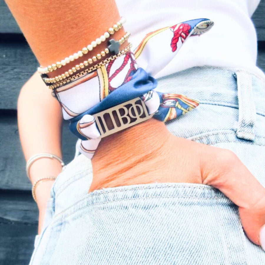 Pi Beta Phi  - Tie Scarf with Sorority Greek Slide
