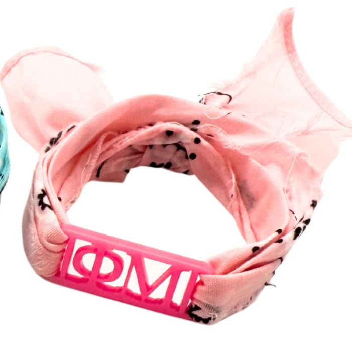 Phi Mu - Bandana Wrap w/ Metallic Acrylic Slide