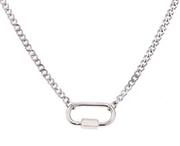 Carabiner  Stainless Steel Necklace Two Tone-opens
