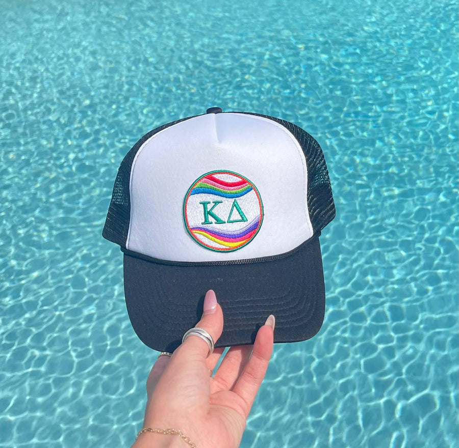 Kaydee - Sorority Trucker Hat w/ Embroidered Retro Wave Patch