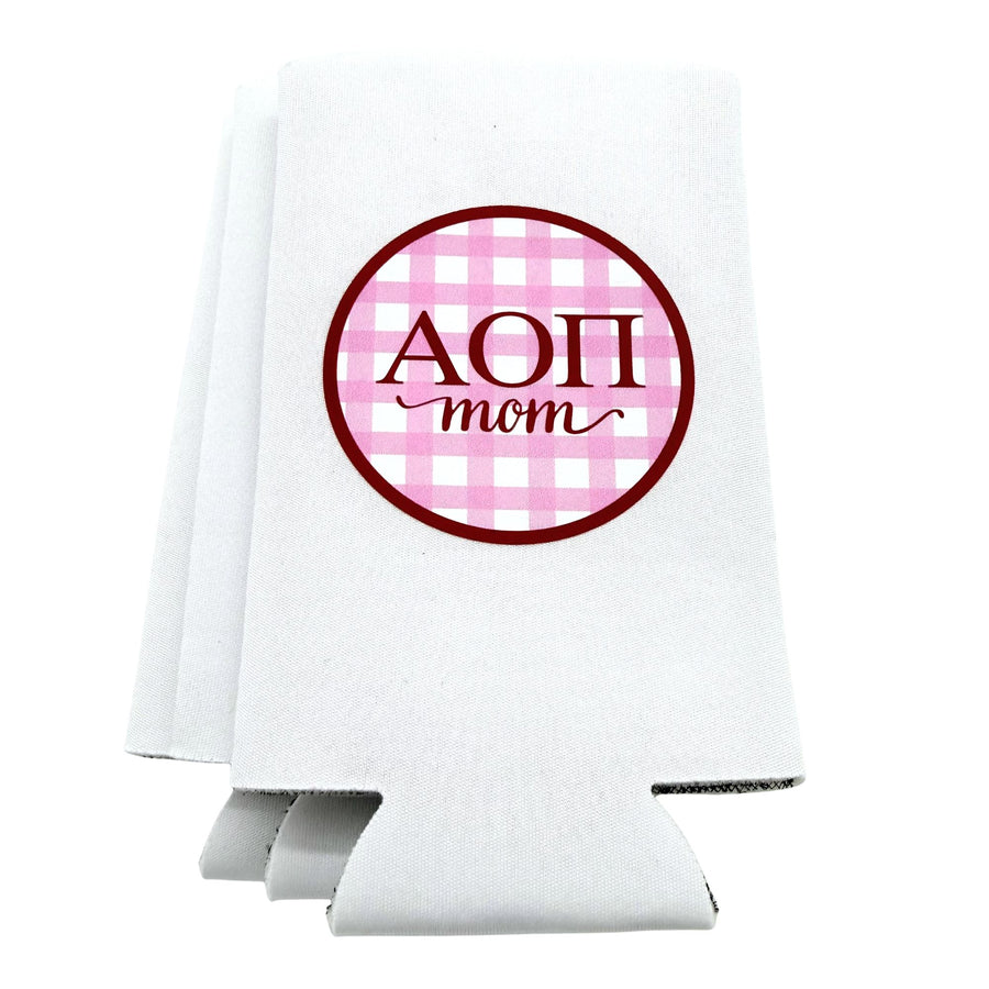 Alpha Omicron Pi & Mom Can Coolers - Gingham Design