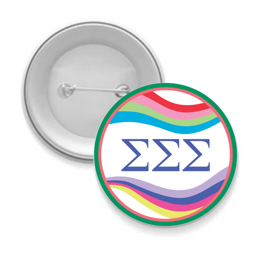 Tri Sigma - Sorority Button - Retro Wave Design