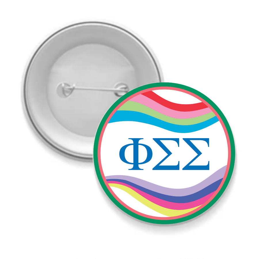 Phi Sig - Sorority Button - Retro Wave Design