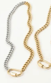 Carabiner  Stainless Steel Necklace Two Tone-opens