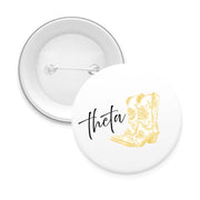 Sorority Pin-back Buttons - Toile Cowboy Boot with Greek Script