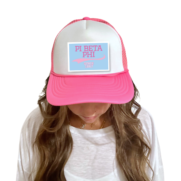 Pi Phi - Sorority Trucker Hat w/ Patch - Collegiate Design