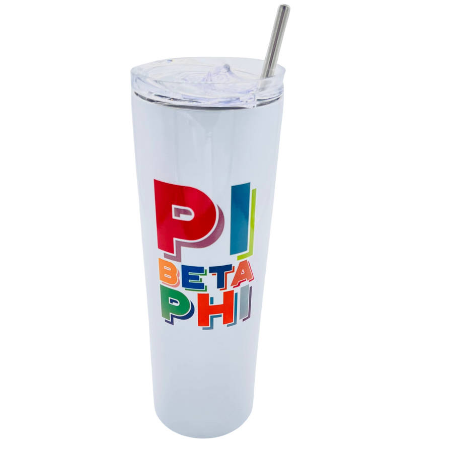 Pi Phi - Sorority Insulated Tumbler - Color Block Design