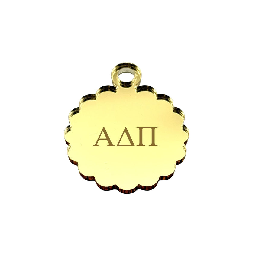 Sorority Round Scallop Bouquet Charm - Scarf Tie Option
