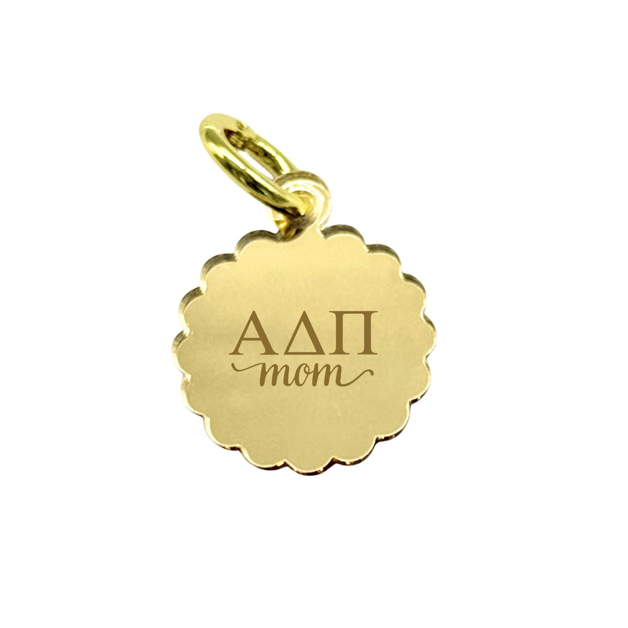 Alpha Delta Pi MOM Scallop Acrylic Charm with Scarf Tie Option