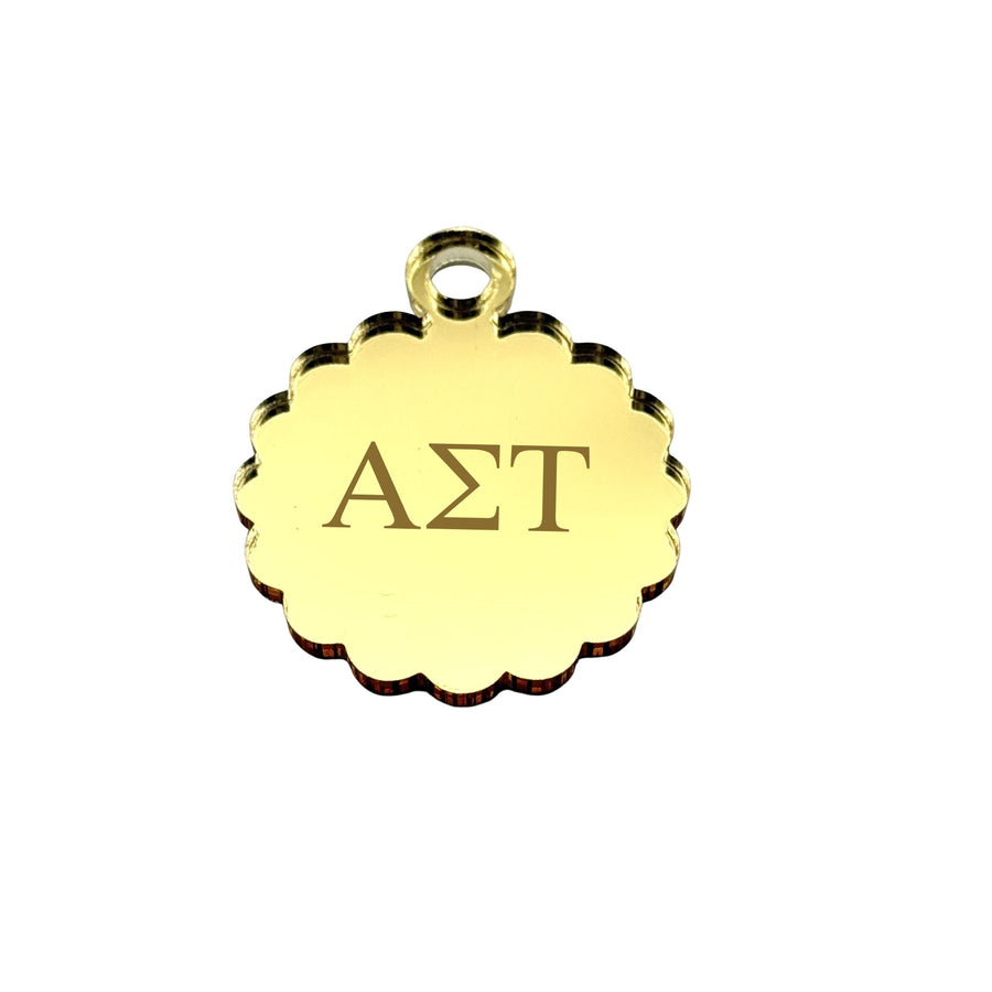 Sorority Scallop Round Acrylic Charm - Scarf Tie Option