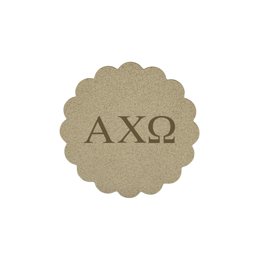 Alpha Chi Omega Sorority Greek Letter Scalloped Faux Suede Sticker Patch