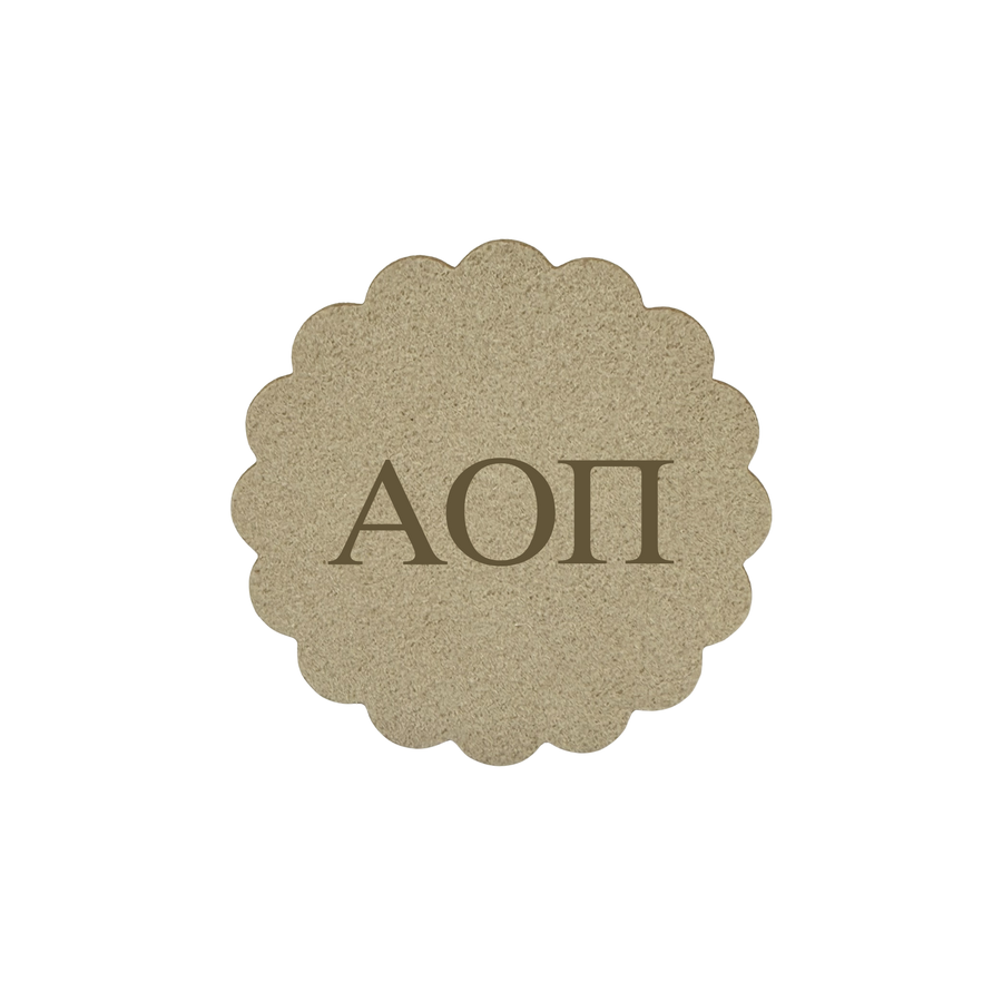 Alpha Delta Pi Sorority Scalloped Faux Suede Car Coasters