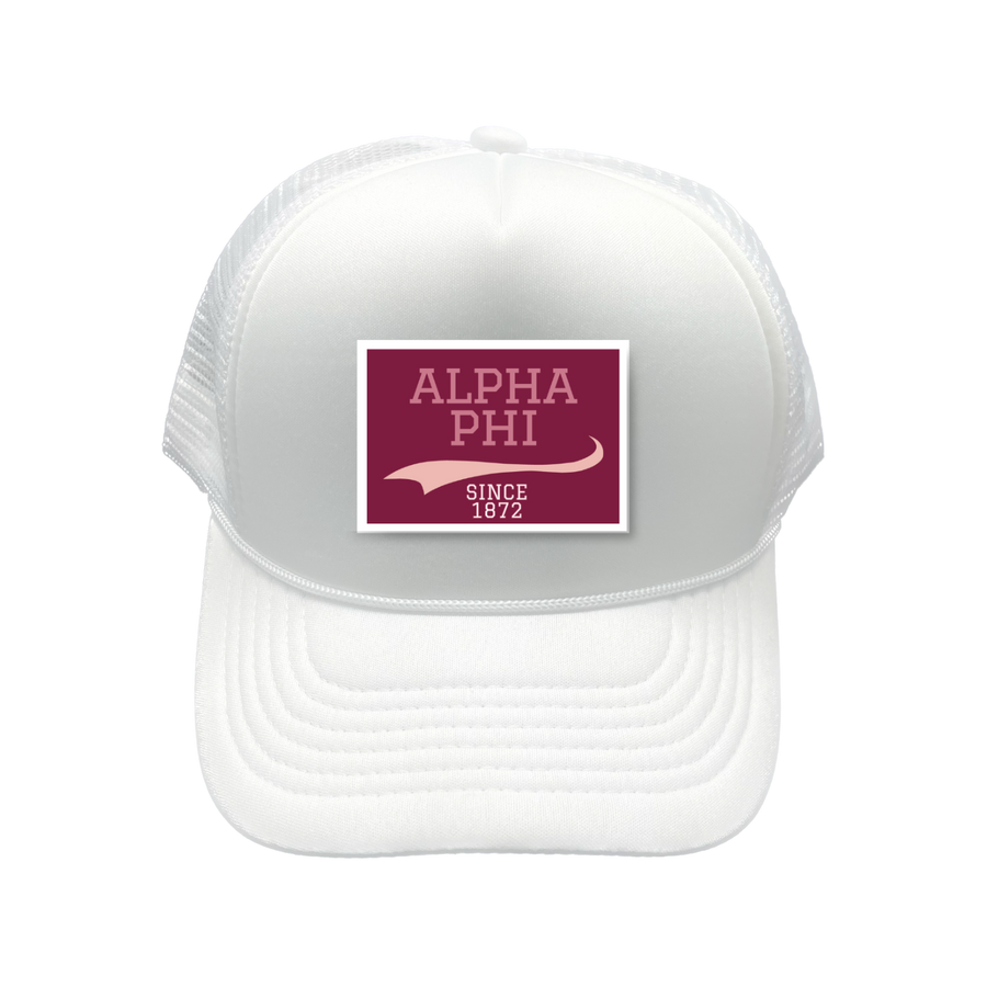 Alpha Phi - Sorority Trucker Hat w/ Patch - Collegiate Design