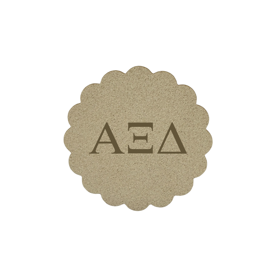 Alpha Delta Pi Sorority Scalloped Faux Suede Car Coasters