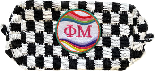 Phi Mu - Checkered Pouch with RetroWave Embroidered Patch