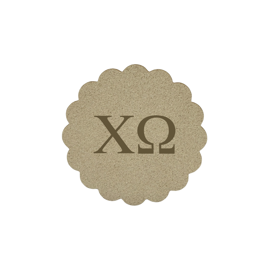 Alpha Gamma Delta Sorority Scalloped Faux Suede Car Coasters