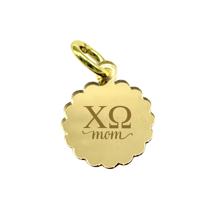Chi Omega MOM Scallop Acrylic Charm with Scarf Tie Option