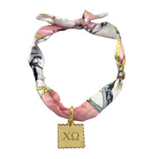 Chi Omega Scallop Square Acrylic Charm - Scarf Tie Option