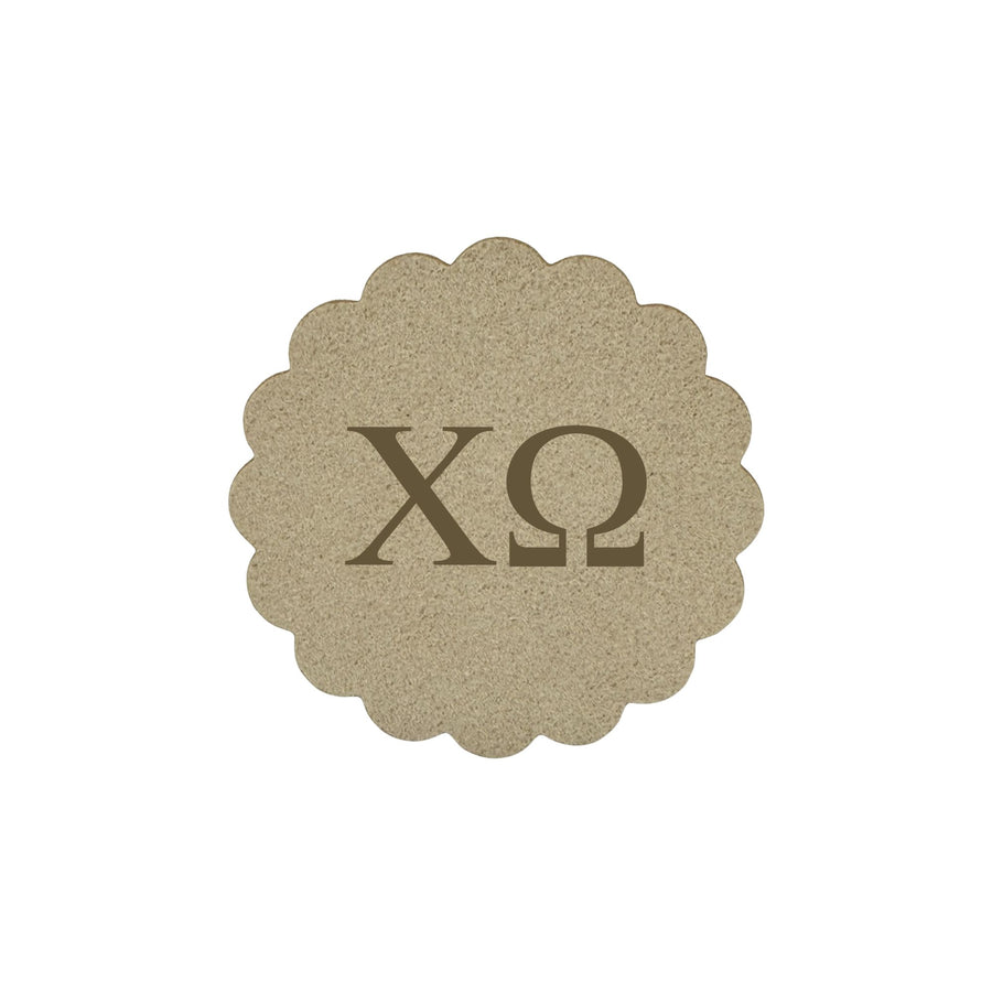 Alpha Chi Omega Sorority Greek letter scalloped faux suede sticker patch
