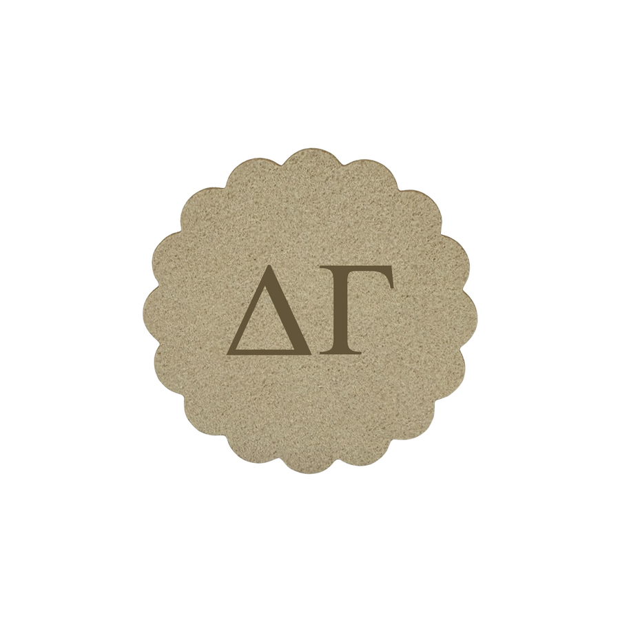 Alpha Gamma Delta Sorority Scalloped Faux Suede Car Coasters