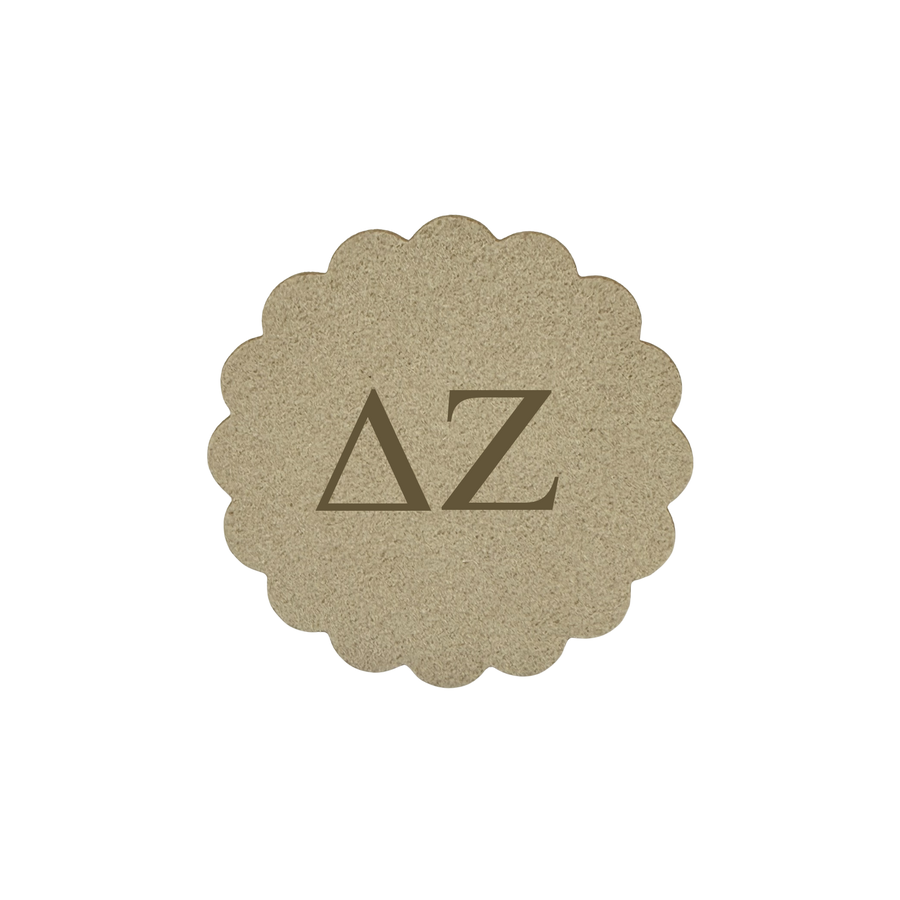 Alpha Gamma Delta Sorority Scalloped Faux Suede Car Coasters
