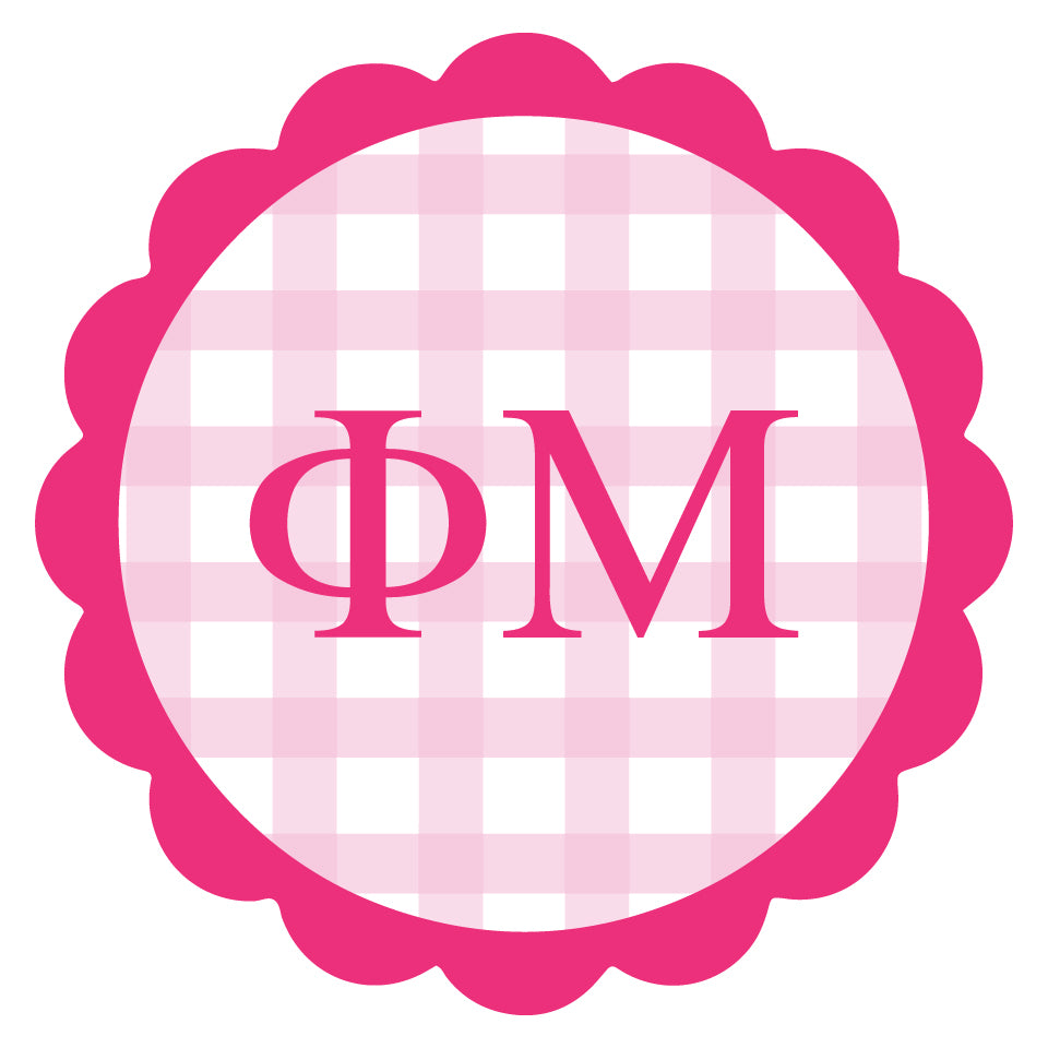 Sorority Vinyl Decal Stickers - Die-Cut Scallop Gingham Design