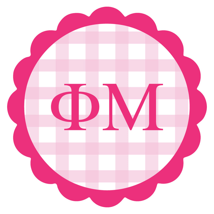 Sorority Vinyl Decal Stickers - Die-Cut Scallop Gingham Design