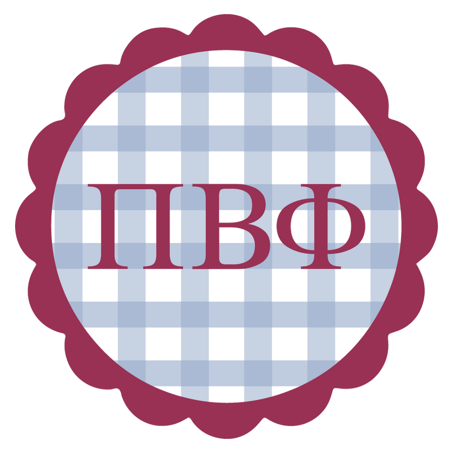 Pi Beta Phi Vinyl Decal Stickers - Die-Cut Scallop Gingham Design