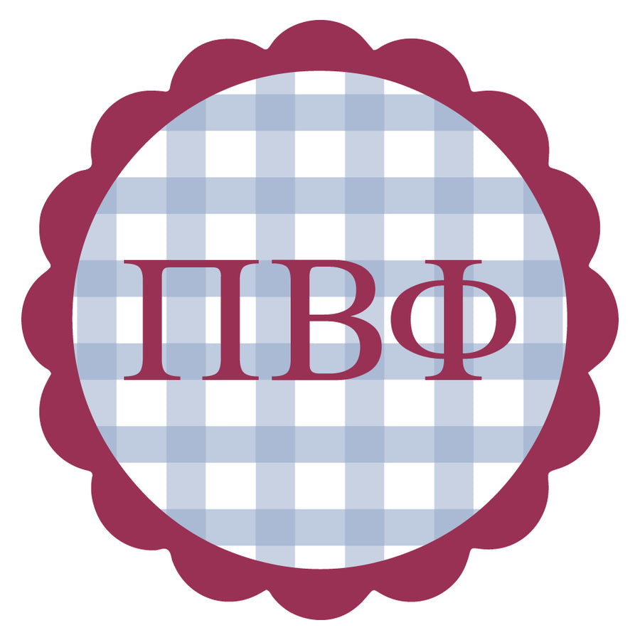 Sorority Vinyl Decal Stickers - Die-Cut Scallop Gingham Design