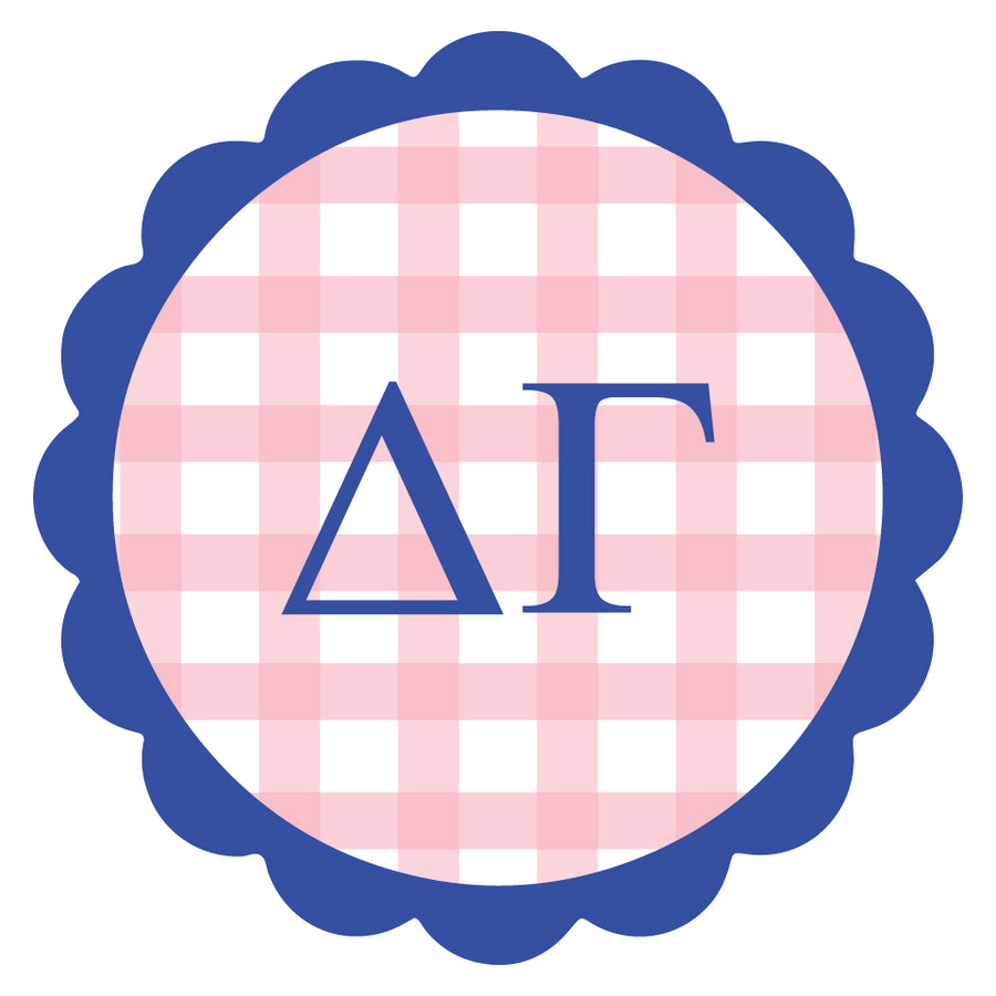 Sorority Vinyl Decal Stickers - Die-Cut Scallop Gingham Design