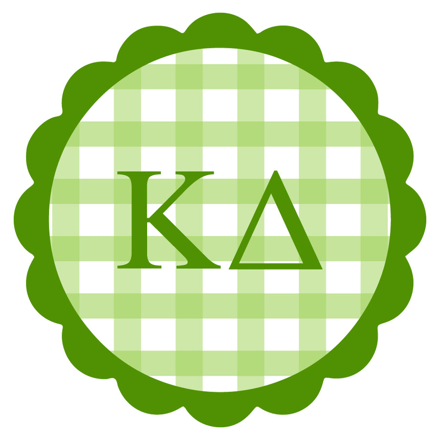 Sorority Vinyl Decal Stickers - Die-Cut Scallop Gingham Design