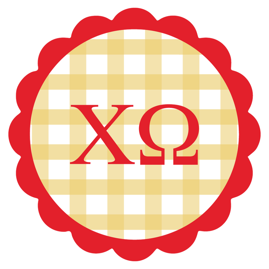 Chi Omega Vinyl Decal Stickers - Die-Cut Scallop Gingham Design