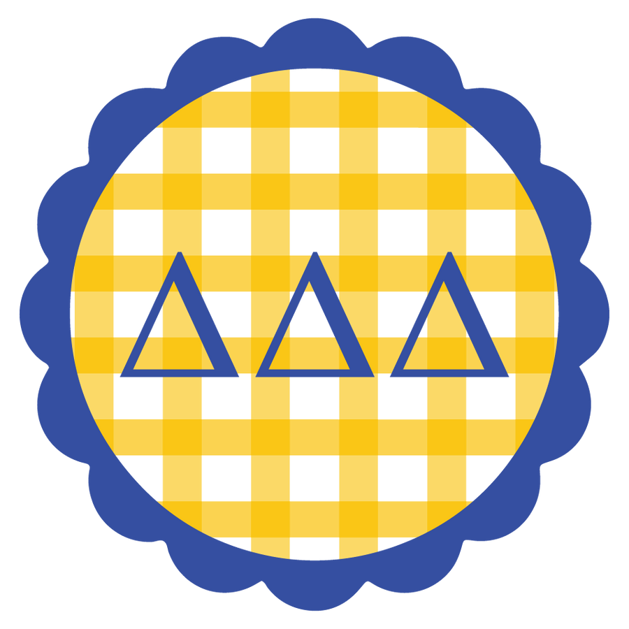 Delta Delta Delta Vinyl Decal Stickers - Die-Cut Scallop Gingham Design