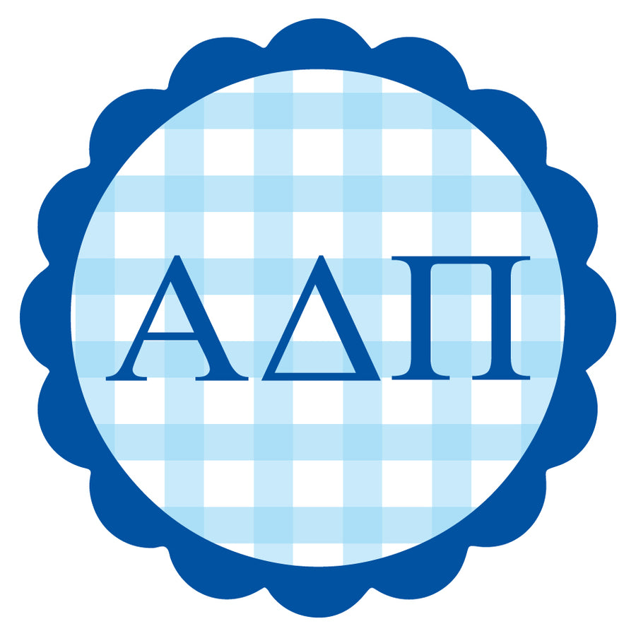Sorority Vinyl Decal Stickers - Die-Cut Scallop Gingham Design